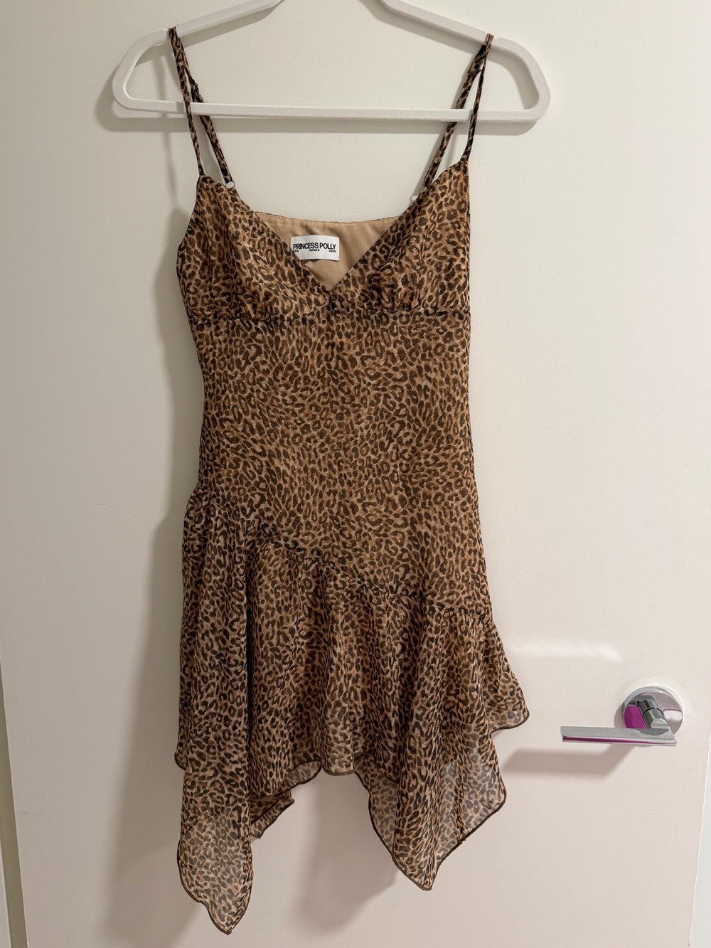 Princess Polly Leopard-Print Asymmetrical Slip Dress - Brown